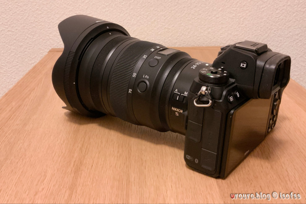 NIKKOR Z 24-70mm F2.8 S外観写真、カメラ装着時。