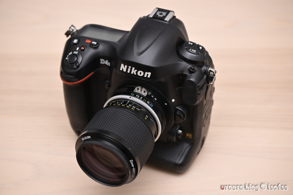 Nikon D4sとAi Zoom NIKKOR 43-86mm F3.5の外観写真。