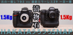 1.5Kgある漬物石のようなカメラを毎日持ち歩いた博多うろうろSNAP。D3とZ9が並んでいる。