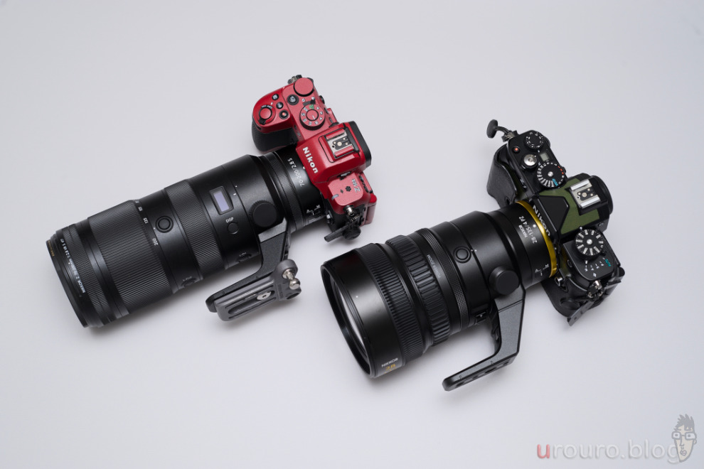 NIKKOR Z 28-135mm f/4 PZの特徴はその外観だ。なんといってもかっこいい!同価格帯の70-200mm F2.8と比べてこの有様である。非常に良い。